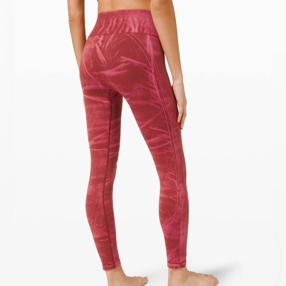Lululemon Ebb to Street Tight Red WashStone Wash Chianti Leggings
